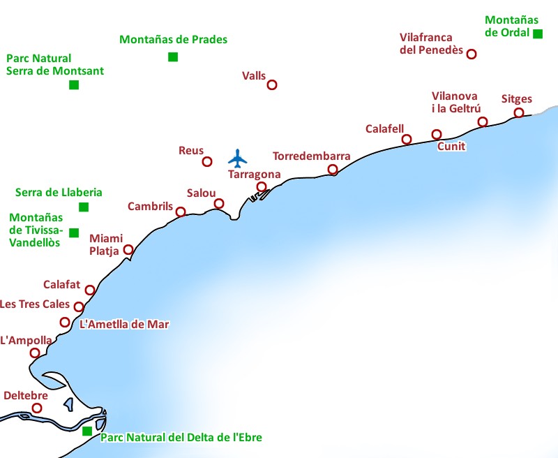 Mapa-de-la-Costa-Dorada